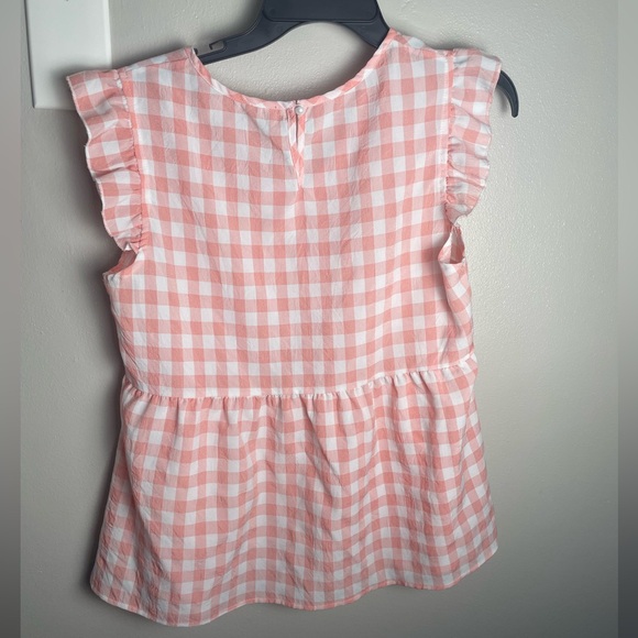 Pink Checkered Ruffle Sleeve Top - Picture 3 of 6